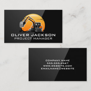 Excavator Vehicle   Sun and Trees Business Card