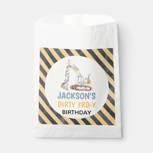 Excavator Yellow Construction Dirty 3rdy  Favour Bags (Front)