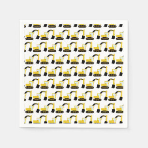 Excavators, birthday party construction napkin