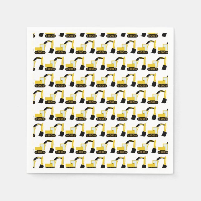 Excavators, birthday party construction napkin (Front)