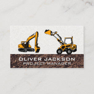 Excavators   Construction Heavy Machinery Vehicles Business Card