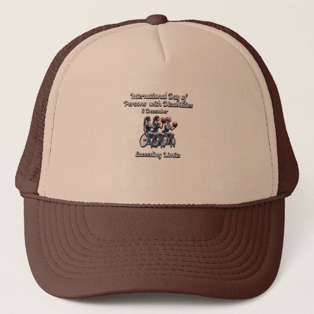 Exceeding Limits. Persons with Disabilities Trucker Hat (Front)
