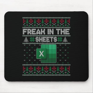 Excel Freak In The Sheets Spreadsheet Ugly Sweater Mouse Mat