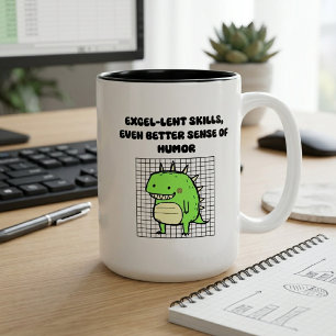 Excel-lent Skills, Witty Humour Data Pro Design Two-Tone Coffee Mug