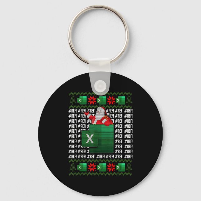 Excel Ref Error Spreadsheet Santa Key Ring (Front)