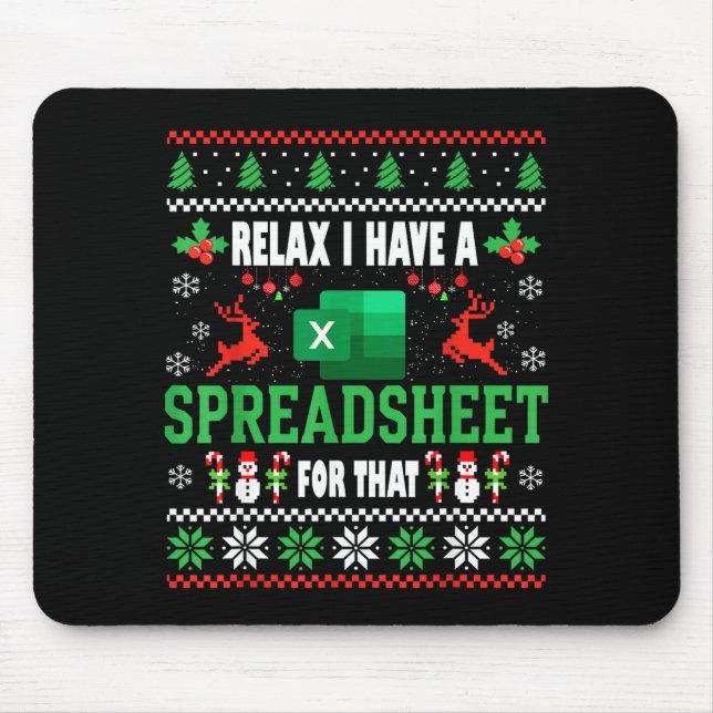 Excel Ugly Christmas Sweater I Have A Spreadsheet  Mouse Mat (Front)