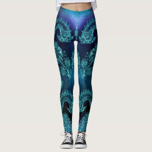 Excellent Blue Tattoo Print Leggings