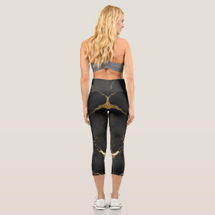 Excellent Colour Print Made Of Black Marble Capri Leggings