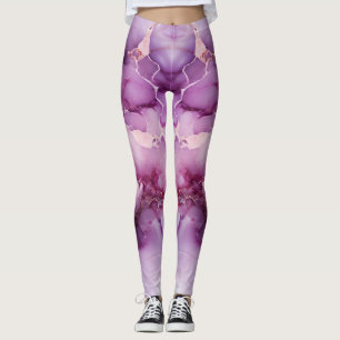 Excellent Colour Print Made Of Purple Marble Leggings