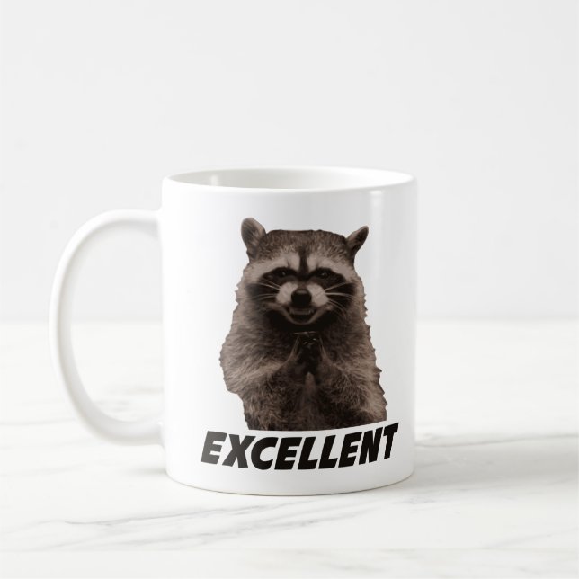 Excellent Evil Plotting Racoon Coffee Mug (Left)