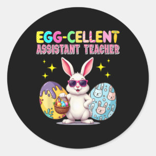 Excellent Istant Teacher Easter Bunny Hunting Eggs Classic Round Sticker