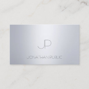Excellent Modern Silver Look Monogram Top Template Business Card