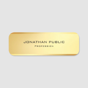 Excellent Modern Simple Template Glamourous Gold Name Tag