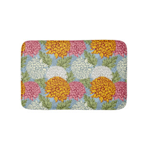Excellent pattern with chrysanthemums bath mat