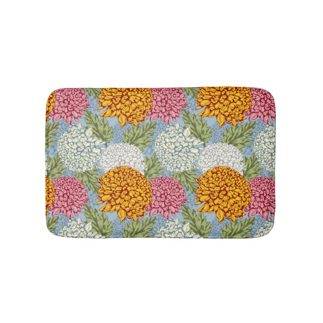 Excellent pattern with chrysanthemums bath mat (Front)