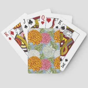 Excellent pattern with chrysanthemums playing cards