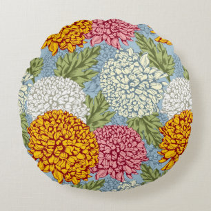 Excellent pattern with chrysanthemums round cushion