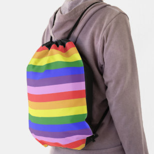 Excellent quality Rainbow Stripe Bright Colours Drawstring Bag