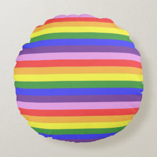 Excellent  quality Rainbow Stripe Bright Colours  Round Cushion