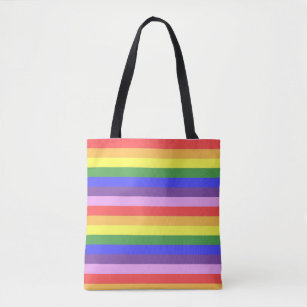 Excellent quality Rainbow Stripe Bright Colours Tote Bag