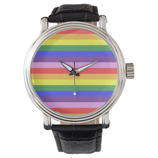 Excellent quality Rainbow Stripe Bright Colours Watch (Front)