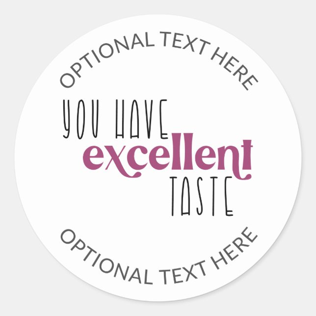 Excellent Taste Small Business Mailing Sticker (Front)