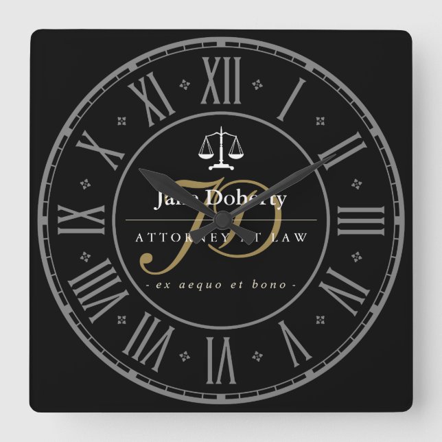 Excellent Times | Personalizable Attorney At Law Square Wall Clock (Front)