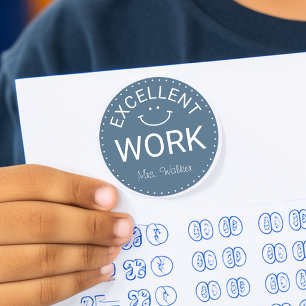 Excellent Work   Personalised Teachers Classic Round Sticker