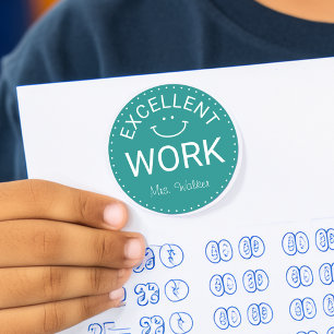 Excellent Work Personalised Teachers Classic Round Sticker
