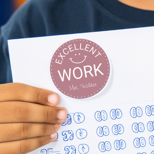 Excellent Work Personalised Teachers Classic Round Sticker