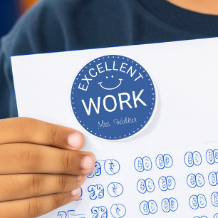 Excellent Work Personalised Teachers Classic Round Sticker