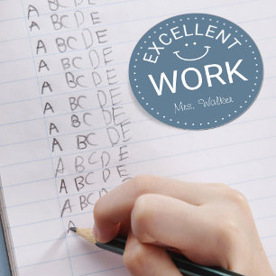 Excellent Work   Personalised Teachers Classic Round Sticker