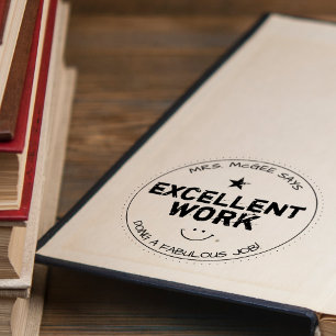 Excellent Work Personalised Teachers Rubber Stamp