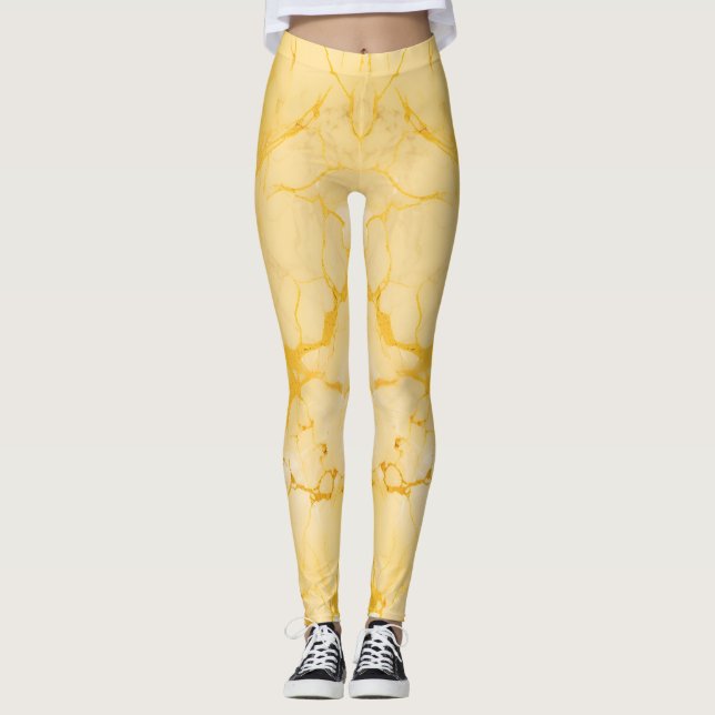 Excellent Yellow Marble Colour Print Leggings (Front)