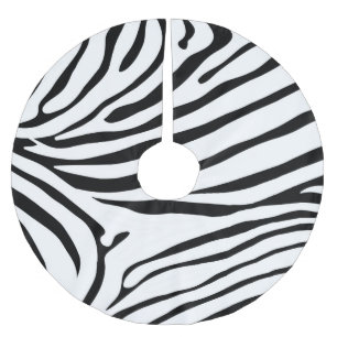 Excellent Zebra print black and white Brushed Polyester Tree Skirt