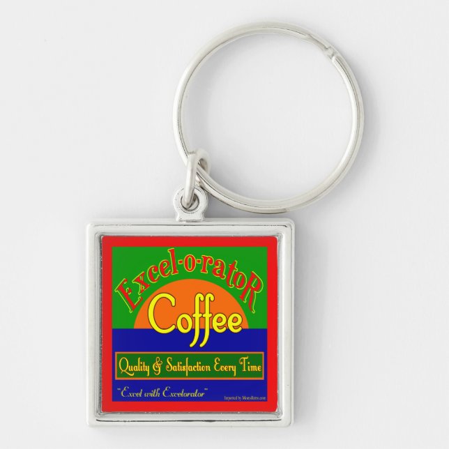 Excelorator Coffee Retro Label Art Key Ring (Front)