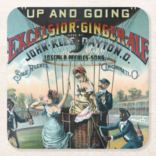 Excelsior Ginger Ale Square Paper Coaster (Front)