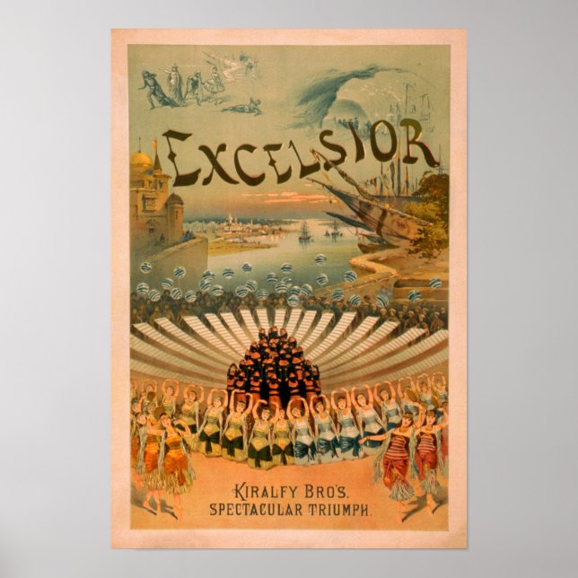 Excelsior Kiralfy Spectacular Triumph Theatre Poster (Front)