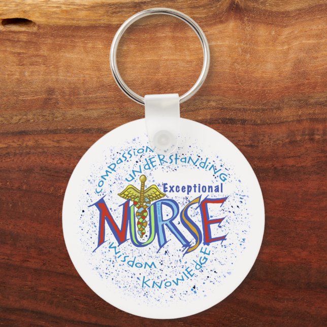 Exceptional Nurse Motto Round Keychain (Front)