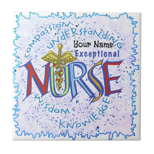 Exceptional nurse motto  tile (Front)