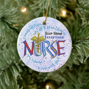 Exceptional Nurses Motto nurse Ceramic Tree Decoration