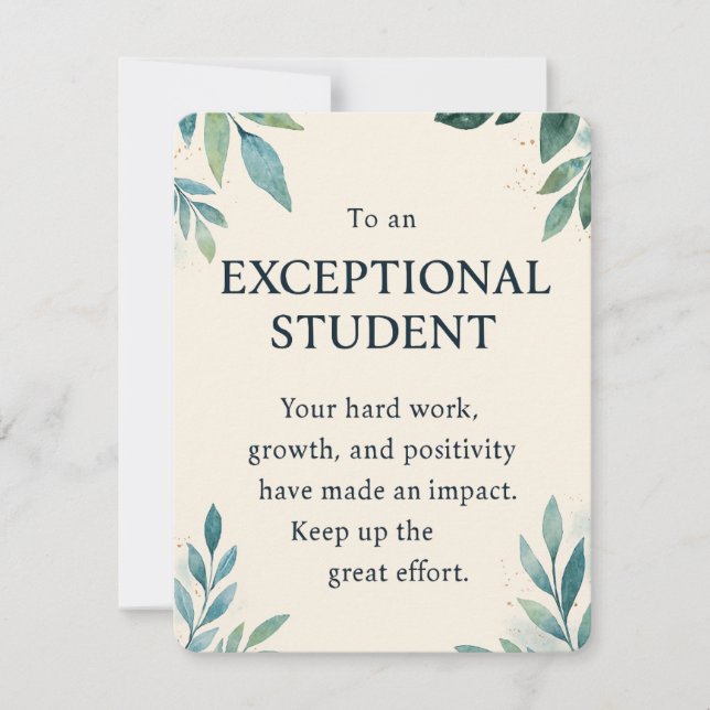 Exceptional Student – Inspirational Teacher Apprec (Front)