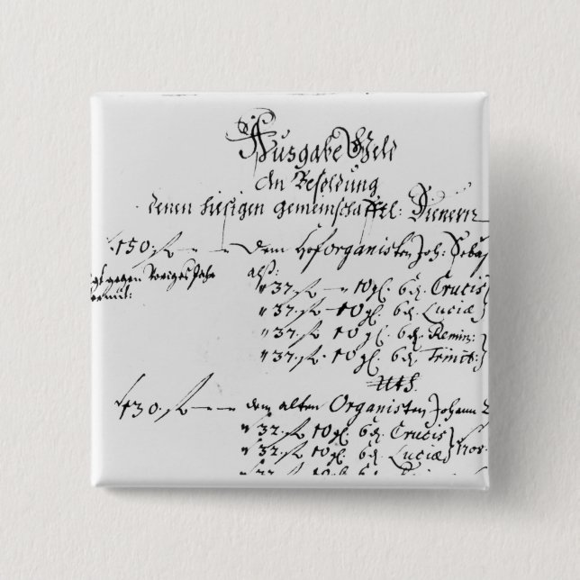 Excerpt from J.S. Bach's salary payment 15 Cm Square Badge (Front)