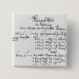 Excerpt from J.S. Bach's salary payment 15 Cm Square Badge