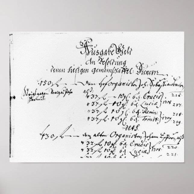 Excerpt from J.S. Bach's salary payment Poster (Front)