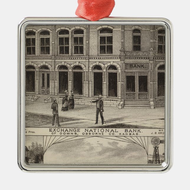 Exchange National Bank of Downs, Kansas Metal Tree Decoration (Front)