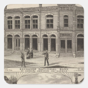 Exchange National Bank of Downs, Kansas Square Sticker