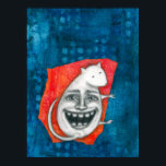 Excitable Mouse Poster Wall Art<br><div class="desc">A pencil drawn mouse with a maniacal face on its back,  over orange and blue acrylic background.</div>