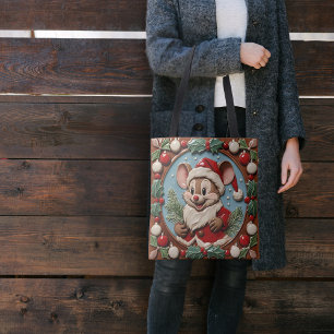 Excited Christmas Mouse Tote Bag