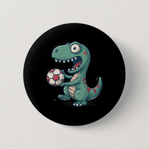 Excited Dinosaur Soccer For Juric And Fossil Lover 6 Cm Round Badge